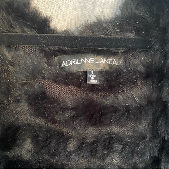 Adrienne Landau 100% authentic rabbit fur knit black vest with hood size small - Picture 3 of 8
